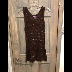 Brown sequined swim suit coverup